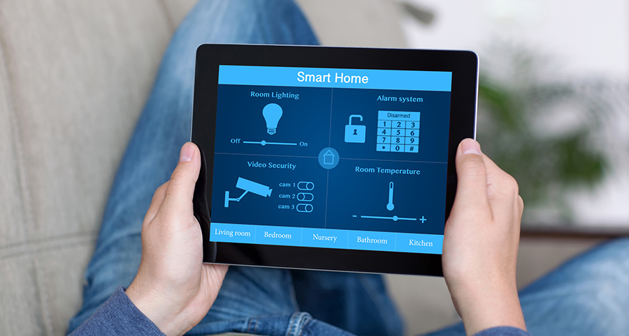 The ability to access and control security components from a mobile device is one of the top smart home trends in Greensboro. Close-up of smart home security app.